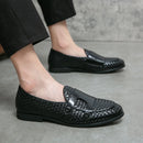 Weave Leather Monk Shoes Men Buckle Loafers Moccasins Men Flats