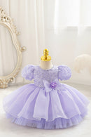 New beauty pageant dress for baby toddler girl puff sleeve birthday dress kids 0-4 years