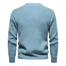 Mens Winter Sweater Lake Blue Knitted Soft Warm Pullovers for Men Autumn Casual Sweater
