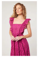 Ruffles Summer Open Back Maxi Long Dress Embroidery Hollow Out