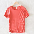 Summer Short-Sleeved Men Thin Section Casual Round Neck Cotton Short Solid Pullover Bottoming Sweatshirt T-Shirt