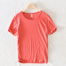 Summer Short-Sleeved Men Thin Section Casual Round Neck Cotton Short Solid Pullover Bottoming Sweatshirt T-Shirt