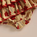 Summer Newborn Baby Girls Clothes Cotton Linen Floral Print Layered Sleeveless O-neck Rompers Jumpsuits Headband Outfits