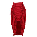 Women Dance Skirt Gothic Irregular Shirring Pleated Ruffle High-Waist High-Low Hem Solid Party Maxi Skirt Daily Clothing