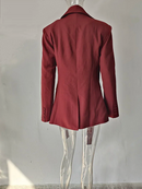 Lady Blazer Coat Long Sleeves Slim Waist Double Breasted Female Coats