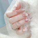 Pink Press on Nails with Flash Glitter Decor Split Design