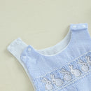 Infant Easter Romper Adorable Sleeveless Jumpsuit with Embroidered Rabbit Design