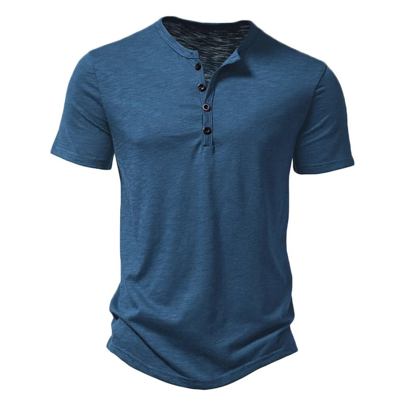 Men's Cotton Button Henley neck Shirt Long Sleeve Casual Button Solid T-Shirts