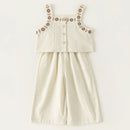 Summer Costume Toddler Girl Clothes Flowers Sleeveless Denim Baby Pants Boutique Kids Clothing