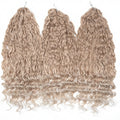 22 Inch Deep Wave Crochet Hair Ombre Brown Blonde Water Wave Braiding Hair Extensions for Women Daily Use