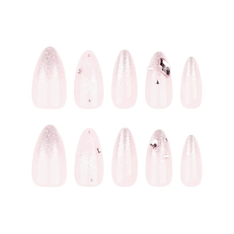 Press on Nails with Tools Glitter Diamond Medium Realistic Nail Art