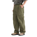 Spliced Cargo Pants Men Safari Wide Leg Jogger Pants Functional Trousers Men