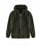 Mens Fleece Sherpa Padded Jacket Hoodie Fluffy Fleece Open Front Cardigan Button Down Soft Coat Fall Outwear With Pocket
