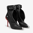 Short Boots Women's Autumn Winter Pointed Metal Decoration Red High Heels Ankle Boots