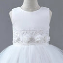 Children's Dress Girls Waistband Pearls Design Layers Princess Lace Kid Costume For Wedding Party