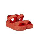 Summer Platform Sandals Ladies Outdoor Crystal Square Buckles Sand Color Raffia Wedge Sandal for Women