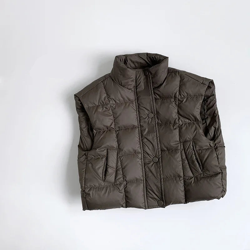 Autumn Winter Children Down Vest 1-8Y Boys Solid Waistcoats Coats Toddler Outerwear Tops For Kids Clothes