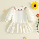 Toddler Kids Girls Fall Shirt Dress Bow Pattern Dress
