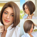 Blonde Unicorn Synthetic Lace Front Wigs Brown Short Bob Straight Wig For Women Heat Resistant Daily Party Use Wig