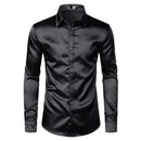 Men's Shirt and Tie White Silk Satin Dress Male Wedding Party