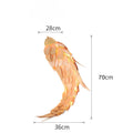 Decorative fish-shaped light with dimensions on a white background