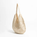Handwoven Crochet Beach Bag for Woman Lightweight Knitted White Tote Handbag Summer