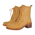 Women Round Toe Lace UP Ankle Boots  Gothic Heeled Winter Combat Boots
