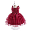 Bow Bridesmaid Girls Christmas Dress Tulle Birthday Party Wedding Kids Dress for Girls Princess