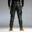 Men Motorcycle Riding Leather Pants Slim Fit Windproof Warm Trousers