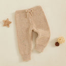 Winter Warm Toddler Infant Knit Sweater Pants Drawstring Elastic Casual Children Long Trousers