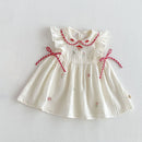 Kids Girls Sweet Top Cute Embroidery T-shirt Kids Flying Sleeves Vest Top Children Clothing Summer Thin Dress