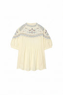 Cream-colored blouse with intricate embroidery on a white , Obroi