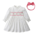 Autumn Girls Clothes Kids Dress Long Sleeve Children Baby Infants Princess Fairy Party Dresses with Hairband White