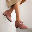Women Pumps Round Toe Block Heels Flock Suede Office Lady Casual Female Shoes
