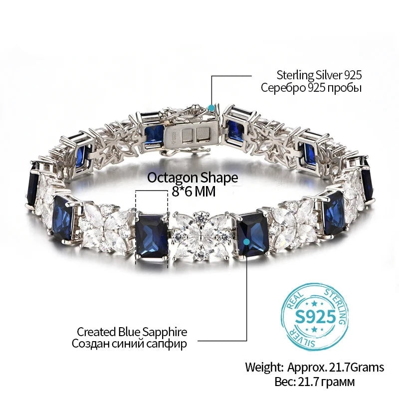 Sapphire Bracelets Charms Sterling Silver Created Sapphire Bracelet For Women Jewellery