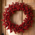 Red Berry Artificial Christmas Wreath - 17.5Inch Durable Realistic Details Indoor Outdoor Door