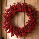 Red Berry Artificial Christmas Wreath - 17.5Inch Durable Realistic Details Indoor Outdoor Door