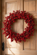 Red Berry Artificial Christmas Wreath - 17.5Inch Durable Realistic Details Indoor Outdoor Door