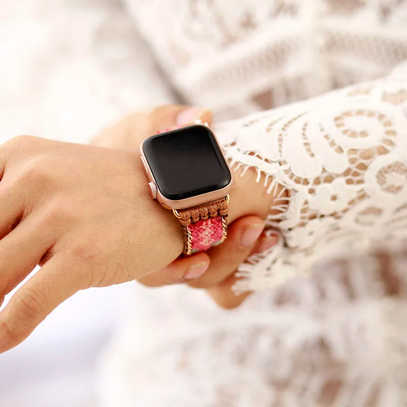Wristband Strap 38/45mm Bohemia Style Smartwatch Band Vegan Bracelet For Iwatch Series 7 Accessories