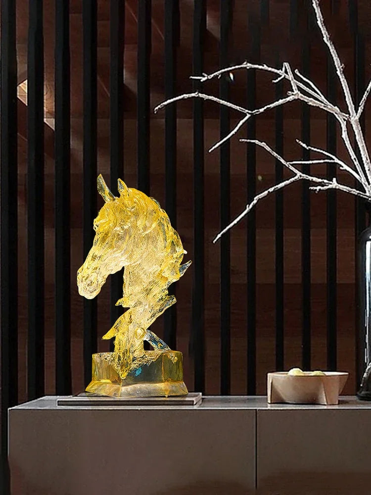 Luxury Home Decor Transparent Resin Horse Statues Modern Nordic Art Indoor Desktop Decoration Accessories Crafts
