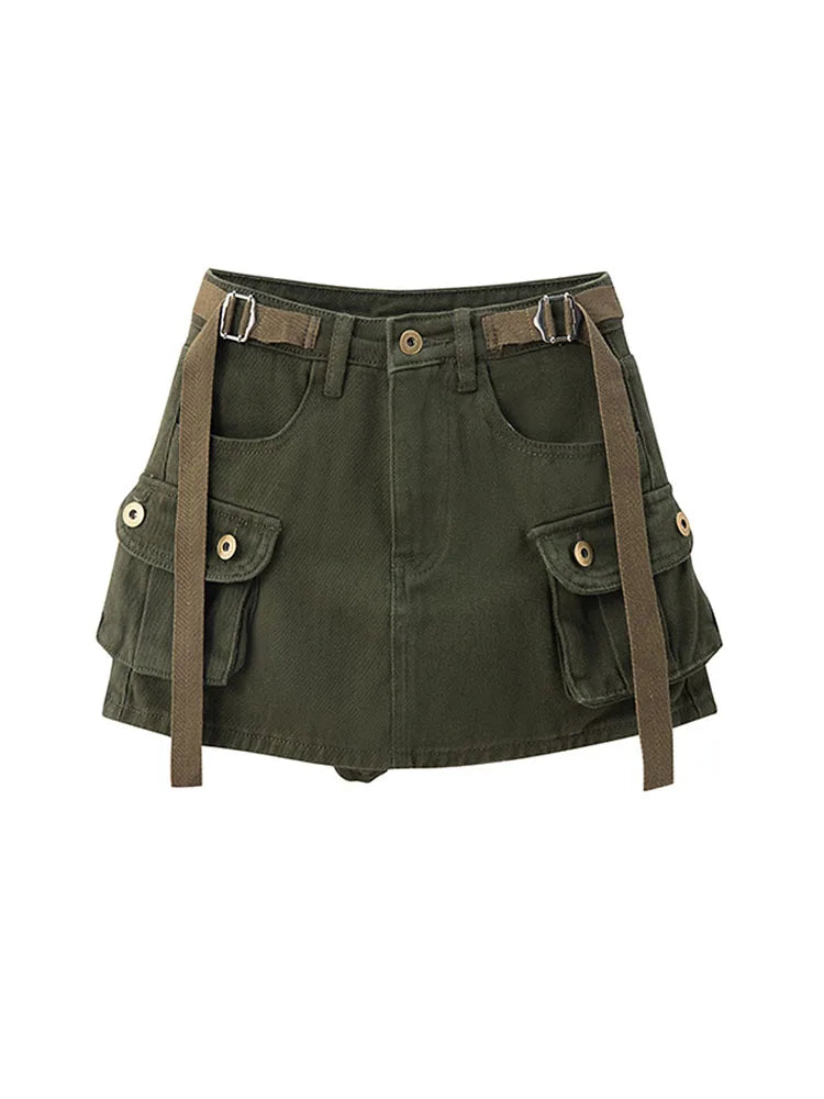 Skirts Cargo Skirt Autumn Winter Woman Skirt Streetwear Short Skirts Pockets For Women