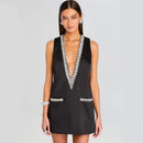 Elegant Women Luxury Formal Rhinestone Mini Dress Evening Ladies Spring Summer