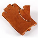 Winter Real Leather Gloves Genuine Leather Fingerless Gloves Natural Wool Lined Warm