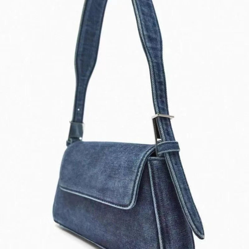 Women's Bag Summer Hundreds Flap Blue Denim Bag Commuter Single Shoulder Armpit Bag Female
