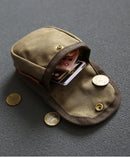 Genuine Leather Coin Purse For Men Vintage Bag Cigarette Case Key Card Holder Loop Storage Pouch