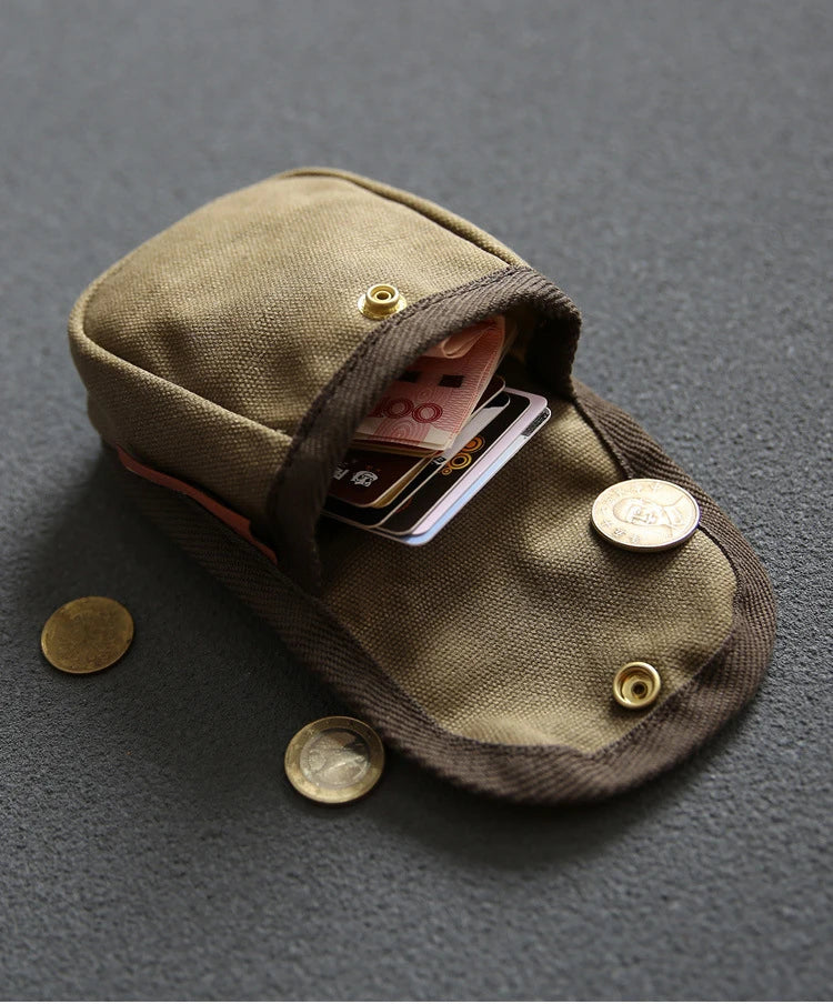 Genuine Leather Coin Purse For Men Vintage Bag Cigarette Case Key Card Holder Loop Storage Pouch