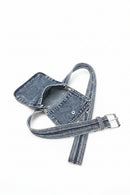 Denim belt with a matching pouch on a white background, Obroi