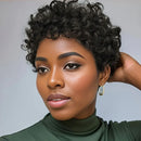 Curly Wigs Human Hair Short Curly Human Hair Wig for Women Natural Black Pixie Cut Wigs