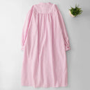 Pink Striped Loose Fit Shirt Dress Women's Spring Autumn Long Skirt