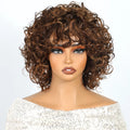 Pixie Curly Human Hair Wigs Highlight Short Jerry Curl Wig Easy Wear Glueless Wig Curly Bob Wig For Women